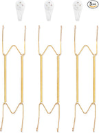 3 Pack Plate Hangers for The Wall, Suitable for 12-16 inch Art Plate, Stainless Steel Invisible Heavy Duty Wire Plate Holder with Wall Hooks, Plate Hangers for Displaying Plates, Platter, Dish, Gold