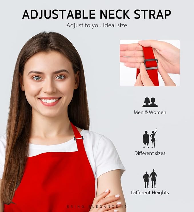 Syntus Apron for Men Women, Adjustable Cooking Kitchen Chef Aprons with 2 Pockets, Cotton/Polycotton/Polyester