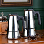 YOLIFE Stovetop Espresso Maker, Small Italian Moka Pot, Cafe Maker for Coffee, Cappuccino and Latte, Stainless Steel, 450 ml / 16 oz/ 9 Espresso Cups (per cup= 50 ml)