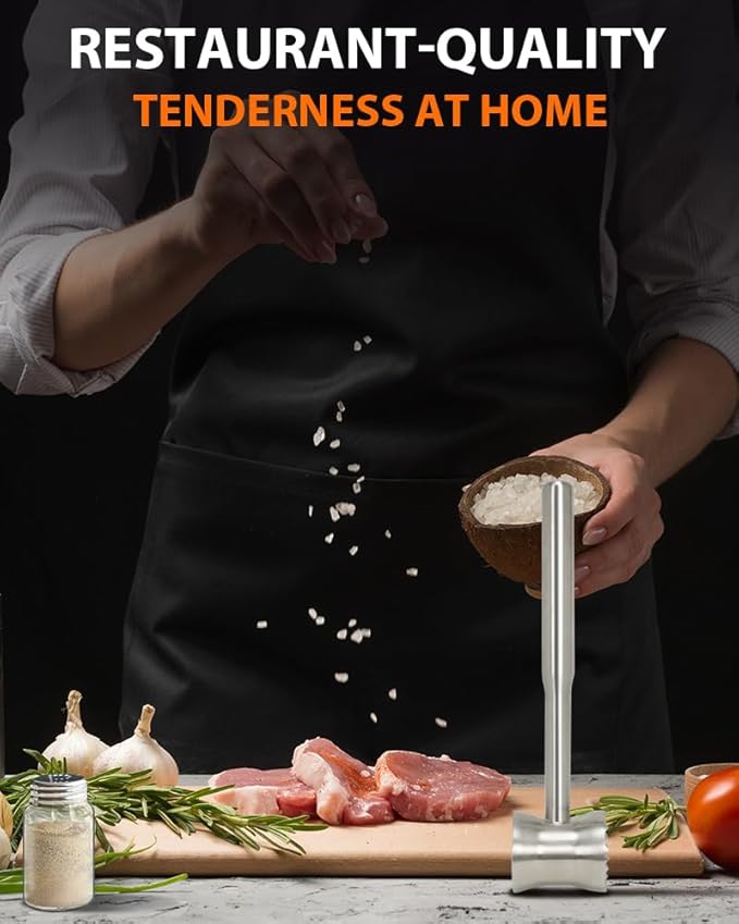 Brigii Meat Tenderizer Tool, 304 Stainless Steel Meat Mallet, 0.8lb Heavy Duty, 2 in 1 Meat Pounder for Beef, Steak, Chicken, Lamb, Dishwasher Safe