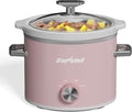 SUNVIVIPRO Small Slow Cooker with Removable Ceramic Pot, Food Warmer with 3 Heating Settings & Dishwasher Safe Glass Lid, Pink