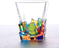 Colorful Drinking Glasses, Hand Painted Colored Water Glasses, Multicolor Water Glasse,Whiskey Wineglass Glasses,Tumbler Glasses (Ice cube)
