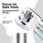 Beneno Heavy Duty Hand Can Opener Manual with Magnet, Durable Sharp Carbon Steel Blade Smooth Cutting, Big Effort-Saving Knob & Soft Grip Handle, Multifunctional Kitchen Tool with Bottle Opener, Mint