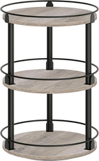 YATINEY 3-Tier Lazy Susan Organizer, Rotating Spice Rack, Spinning Organizer, Industrial Turntable Spice Rack Organizer for Cabinet, Kitchen Countertop, Greige and Black SR23BG