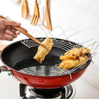 KALLORY 2Pcs Foldable Semicircle Oil Draining Rack 38Cm Stainless Steel Kitchen Gadget for Frying and Steaming Home Cooking Tools