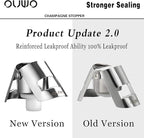 Champagne Stopper 6 Pack Stainless Steel Champagne Save with Food Grade Silicone, Leak-Proof Bubble Retaining Saver, Suitable for Champagne Prosecco Cava and Sparkling (Silver)