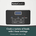 HOMECOOKIN 6-Quart Programmable Slow Cooker with Timer - Small Kitchen Appliance for Family Dinners - Serves 6+ People - Heat Settings: Keep Warm(White)