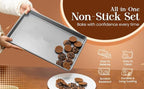 Nonstick Bakeware Set 8 Piece - Stackable Baking Pan Set, Oven safe 450°F, Carbon Steel Baking Set with Muffin, Loaf, Cookie Sheets & Roaster, Easy Storage, BPA-Free (Gray)