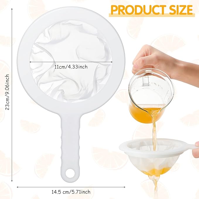 Zopeal 2 Pcs 9" Ultra Fine Mesh Strainer for Kefir Grains Plastic Juice Strainer Food Colander Greek Yogurt Sieve Large Capacity Filter for Kombucha Cold Brew Coffee Shrimp Separation(300/400 Mesh)