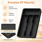 Lifewit Silverware Drawer Organizer Tray, Plastic Cutlery Storage for Kitchen, Flatware and Utensil Holder Divider for Spoons Forks Knives Tableware, 7.8 x 12.4", 4 Slots, Black