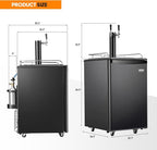 ROVSUN BF-152 Full Size 5.4 Cu.Ft, Beer Kegerator with CO2 Tank Included, Draft Beer Dispenser for Home Bar, 152L Beverage Refrigerator Direct Cool, Metal Cabinet, Dual Tap, Black