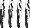 4 Pieces Professional Waiter Corkscrew Wine Openers, Black Wine Keys Opener Stainless Steel Hinges Serrated Foil Cutter for Restaurant Waiters, Sommelier, Bartenders (Black)