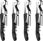 4 Pieces Professional Waiter Corkscrew Wine Openers, Black Wine Keys Opener Stainless Steel Hinges Serrated Foil Cutter for Restaurant Waiters, Sommelier, Bartenders (Black)