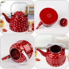 Cabilock Enamel Tea Kettle - Stovetop Teapot with Handle, 1.1 Quart Fast Heating Hot Water Pot for Gas, Induction, Electric, Farmhouse Kitchen Decoration (No Whistling)