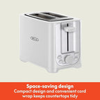 BELLA 2 Slice Toaster with Auto Shut Off - Extra Wide Slots & Removable Crumb Tray and Cancel, Defrost & Reheat Function - Toast Bread, Bagel & Waffle, White