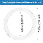 Moka Express Replacement Funnel Kit, 3 Packs Gasket Seals, 1 Stainless Steel Funnel with 1 Pack Stainless Filter (6-Cup)