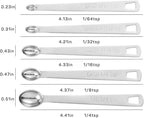5Pcs Teaspoon Measuring Spoons, 1/4 tsp, 1/8 tsp, 1/16 tsp, 1/32 tsp, 1/64 tsp Metal Measuring Spoons Set, Stainless Steel Cooking Baking Tiny Measuring Spoon for Powders, Spices, Salt