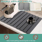 Stone Dish Drying Mat for Kitchen Counter, 24''×15'' Dishes Drying Matt Kitchen Counter, Absorbent Diatomaceous Earth Bath Quick Dry Mats for Tableware, Bottles and Cup (Dark Grey)