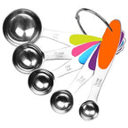 Fsdifly-Stainless Steel Measuring Spoons 5 Piece Stackable Set - Measuring Set for Cooking and Bakin (A)