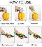 Pepper Seed Corer Remover Tool,2 in1 Efficient Bell Pepper Corer,Jalapeno Pepper Cutter Deseeder,Quick Cutting& Deseeding Pepper Seed Remover Tool, Kitchen Gadget Tool for Fruit Vegetables (Green)