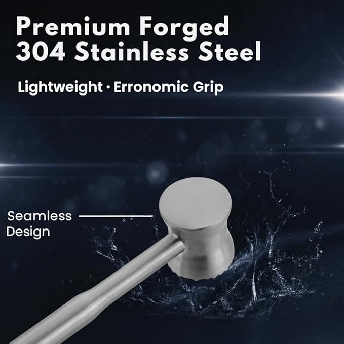Stainless Steel Meat Tenderizer Tool, Heavy Duty Meat tenderizer Mallet, Premium Meat Masher for Steak and Beef, Hammer Meat Pounder Ground beef chopper tool for Kitchen Cooking Dishwasher Safe