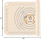 Silicone Pastry Mat 32"*24" Extra Thick Non Stick Baking Mat Food Grade Silicone Dough Rolling Mat with Edge Heightening Large Cartoon Beige