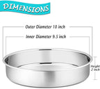 P&P CHEF 9.5 Inch Cake Pan, 1 Piece Round Layer Cake Baking Pans, Stainless Steel Smash Cake Tin Bakeware for Cooking Steaming, Nontoxic & Sturdy, Oven & Dishwasher Safe