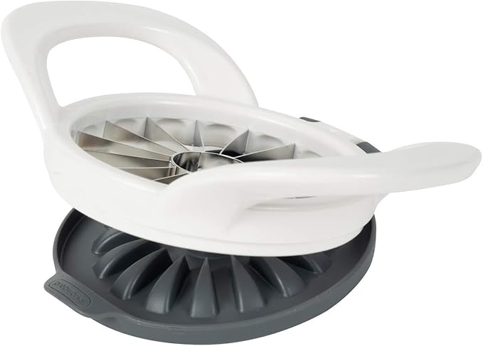 PrepWorks by Progressive Dishwasher Safe 16-Slice Thin Apple Slicer and Corer with Attached Safety Cover (White)