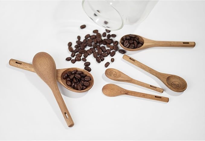 6pcs Measuring Spoons Set, Natural Acacia Wooden Measuring Spoons Includes 1/8 tsp, 1/4 tsp, 1/2 tsp, 1 tsp, 1/2 tbsp & 1 tbsp, Cute Teaspoon Tablespoon for Measuring Dry Ingredients