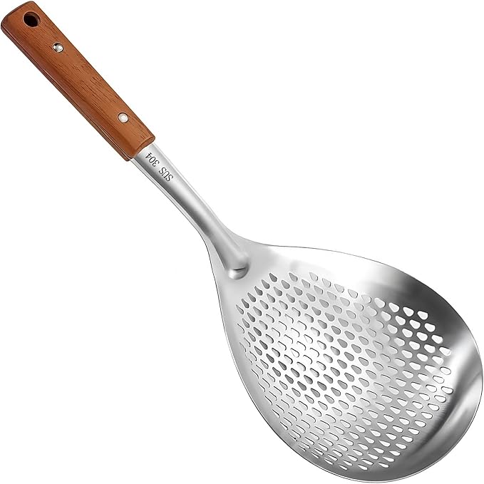 Stainless Steel Colander Strainer Pasta Food Noodle Grease Drain Fine Mesh Metal Kitchen Universal Clip on Spider Handle