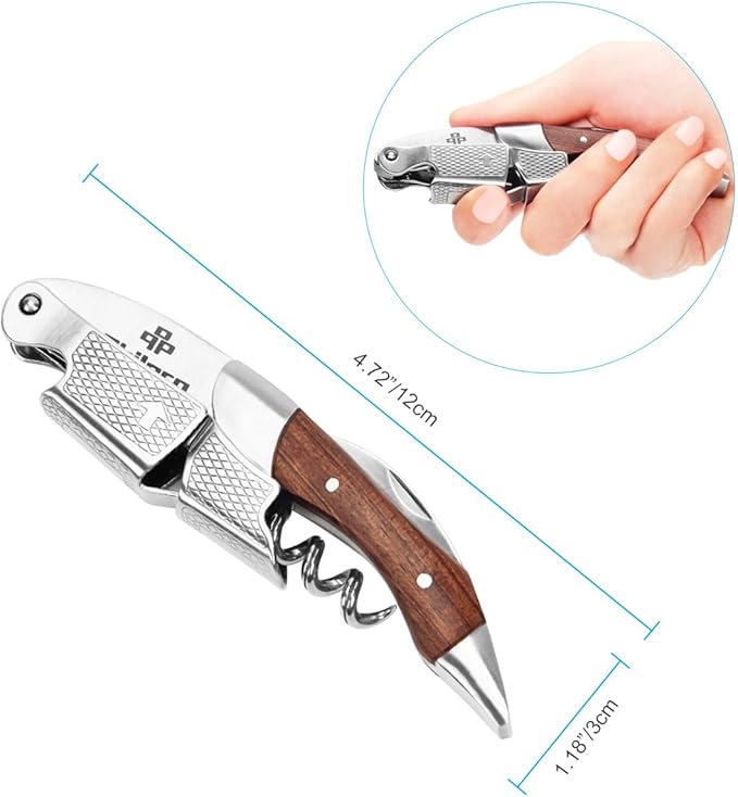 Philorn Wine Opener-Professional Corkscrew Wine Opener with Foil Cutter & Cap Remover, Manual Wine Key for Servers, Bartenders, Waiters & Home Use, Rosewood Handle Wine Bottle Opener (Pack of 2)