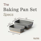 Mora Ceramic Set of 2 Baking Dishes For Casserole, Banana Bread, Brownies, Broiling, Roasting, and Baking. 7x11 in and Loaf Pans - Porcelain Serving Bakeware from Oven to Table. Freezer Safe - Peppercorn