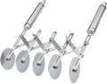 Juome 5 Wheel Pastry Cutter Stainless Pizza Slicer Multi-Round Dough Cutter Roller Cookie Pastry Knife Divider with Handle
