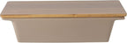 Gibson Elite 2.75-Quart 13.5" x 8.5" Stoneware Baking Dish with Acacia Wood Lid – Taupe Rectangular Oven Safe Baker for Casseroles, Roasting & Serving