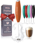 Elementi Drink Mixer Handheld - Electric Stirrer and Powerful Protein Powder Mixer Wand, Easy-to-Use Mini Frother Wand for Quick Delicious Cocktails, Milk Frother and Coffee Stirrers (Orange)