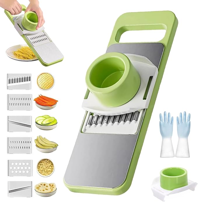 6-in-1 Vegetable Cutter, Mandoline Slicer for Kitchen, Vegetable Slicer Cutter with Multi Blade, Cheese Grater, kitchen gadgets