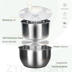 6L-Stainless Steel Salad Rotator, Vegetable Dishwasher,Lettuce Cleaner and Dryer, Kitchen Strainers.