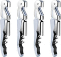 4 Pieces Professional Waiter Corkscrew Wine Openers, Pink Wine Keys Opener Stainless Steel Hinges Serrated Foil Cutter for Restaurant Waiters, Sommelier, Bartenders (White)
