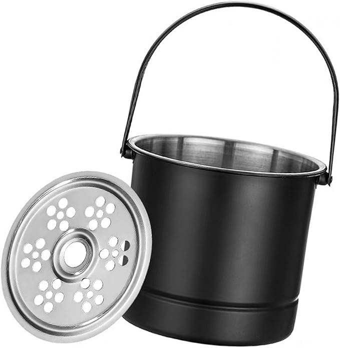 Ice Bucket Wine Cooler Bucket Stainless Steel Wine Chiller Handles Filter Plate Parties Gold (Black)