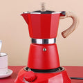 Coffee Pot, Moka Pot Italian Coffee Maker 6 cup/10 OZ Stovetop Espresso Maker for Gas or Electric Ceramic Stovetop Camping Manual Cuban Coffee Percolator for Cappuccino or Latte - Red
