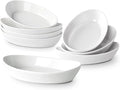 Au Gratin Baking Dishes for Oven Safe, Porcelain Mini Casserole Dish (8pc Set). 10oz Individual Gratin Dishes Set, Ceramic Small Baking Dish for Single Serving, Banana Split Bowls, 7.6x4.4in