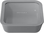 Ceramic Coated Glass Food Storage Container | No PTFE, PFOA, PFAS, and BPA | Reusable Non Toxic Meal Prep Container with Glass Lid | Easy To Store | 8 Cup Square [Smoke]