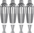 Umigy Cocktail Shaker Set Martini Shaker Bulk Stainless Steel Martini Mixer with Strainer and Double Measuring Jigger for Bar Party Home Use Wine Bar(25 Oz/ 750 ml,4 Packs)