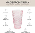 BELLAFORTE Shatterproof Tritan Plastic Tall Tumbler, Set of 4, 19oz - Laguna Beach Drinking Glasses - Unbreakable Tritan Drinking Glasses for Parties - BPA Free - Pink