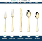 VIVANI 40 Piece Champagne Gold Silverware Set for 8, 18/0 Stainless Steel Flatware Set with Advanced PVD Coating, Dishwasher Safe Cutlery Set for Everyday Home Kitchen and Apartment