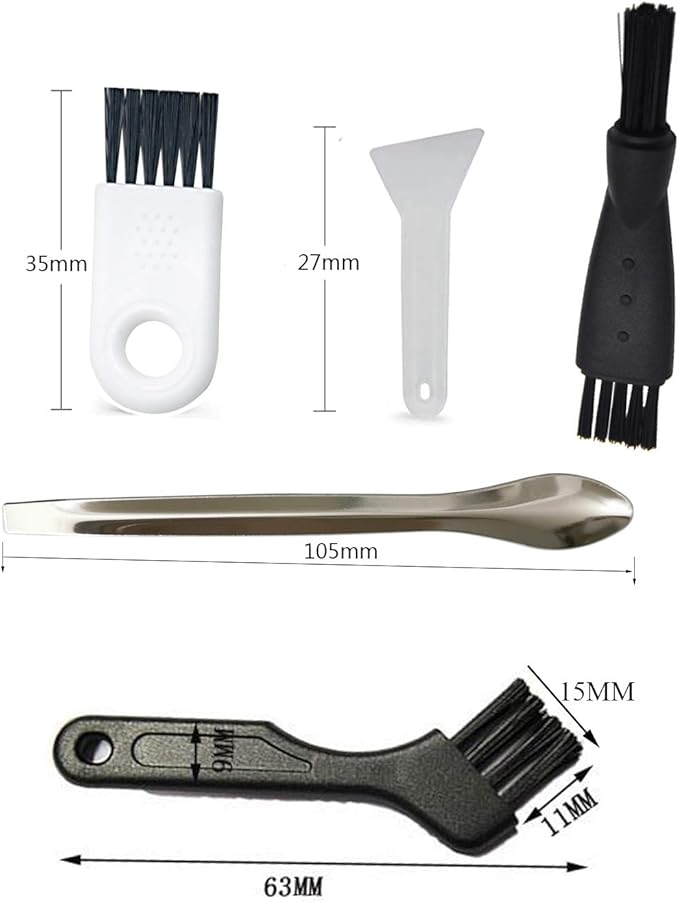 White Scrapers, Vlmits Brushes & Spoons Kit for Herb Grinder,8 Pcs Scrapers,8 Pcs 4 Types of Brushes,2 Pcs Spoons & A Storage Box