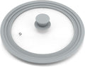 TOPULORS Universal Lid for Pots, Pans and Skillets, Tempered Glass with Silicone Rim Fits All 9 to 11 Inch Diameter Cookware, Replacement Lid, Grey