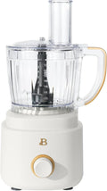 Beautiful by Drew Barrymore 10-Cup Food Processor, 500-Watts, Variable Speed, Pulse, 3" Wide Feed Tube, Stainless Steel Blades, Dishwasher Safe, Large Bowl, Accessories Included (White Icing)
