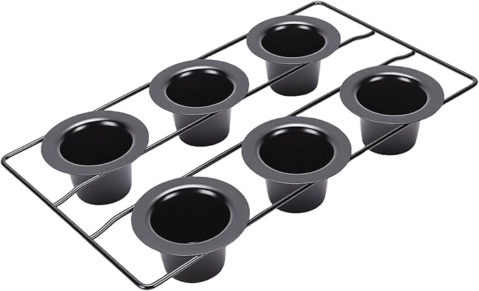 Bewinner 6 Cup Non Stick Popover Pan | Carbon Steel Bakeware for Muffins, Cupcakes & Pudding, Easy, Dishwasher Safe
