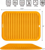 Walfos Silicone Trivets Set - Heat Resistant Pot Holder, Non-Slip and Flexible, 2 Pcs Multi-Purpose Kitchen Table Mat, Prefect for Hot Dishes, Jar Opener, Spoon Holder, Oven Mitts(Orange)